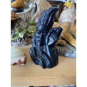 VINTAGE COCO JOE'S HAWAII BLACK LAVA GODDESS PELE FIRE Figure Handcrafted 4”